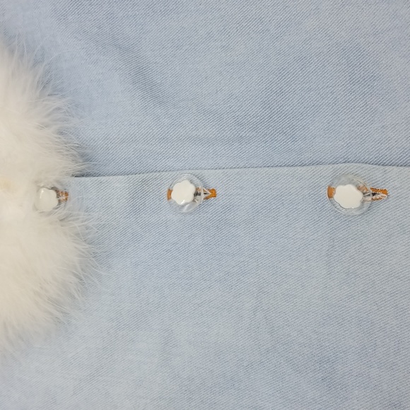 Princess Kids USA 12 Month Light Blue Denim Jean Jacket with White Faux Feathers - Picture 4 of 7